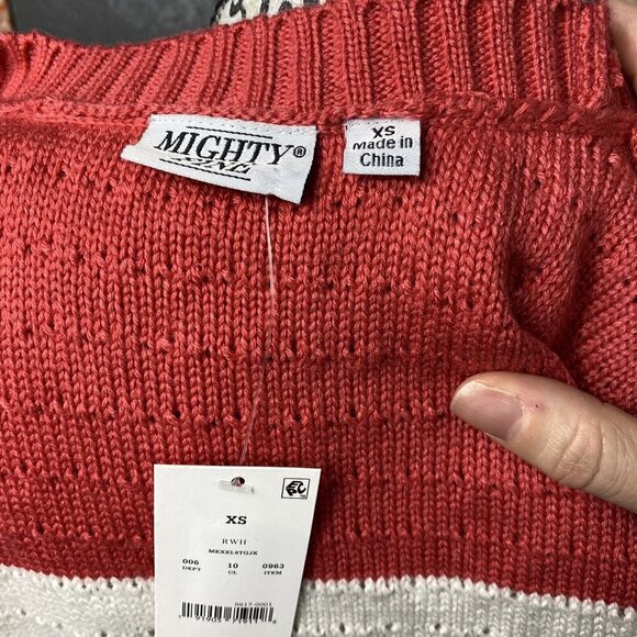 Mighty Fine Women's Size XS Red and White Striped Christmas Sweater w Bows - Picture 11 of 12